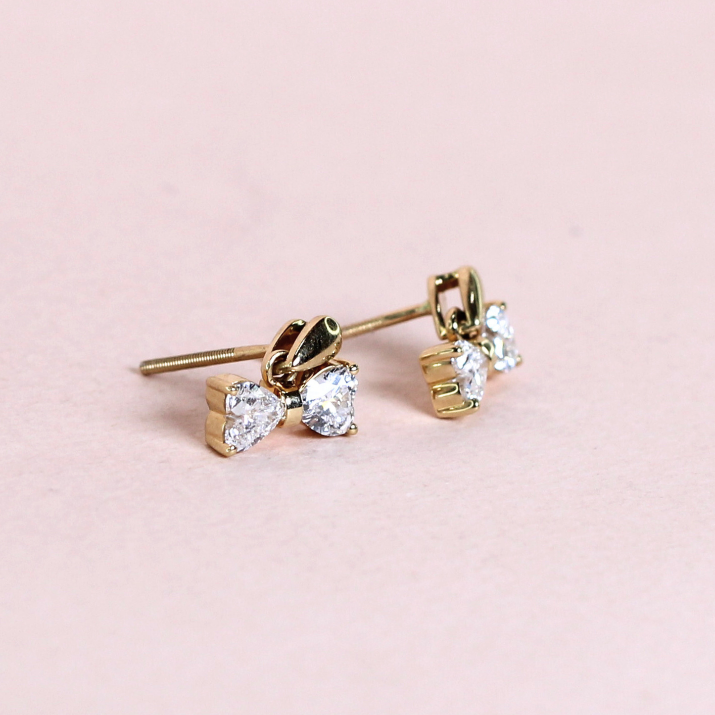 1.02cts Heart cut Lab-grown Bowtie earrings