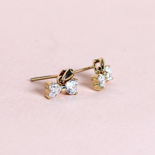 1.02cts Heart cut Lab-grown Bowtie earrings