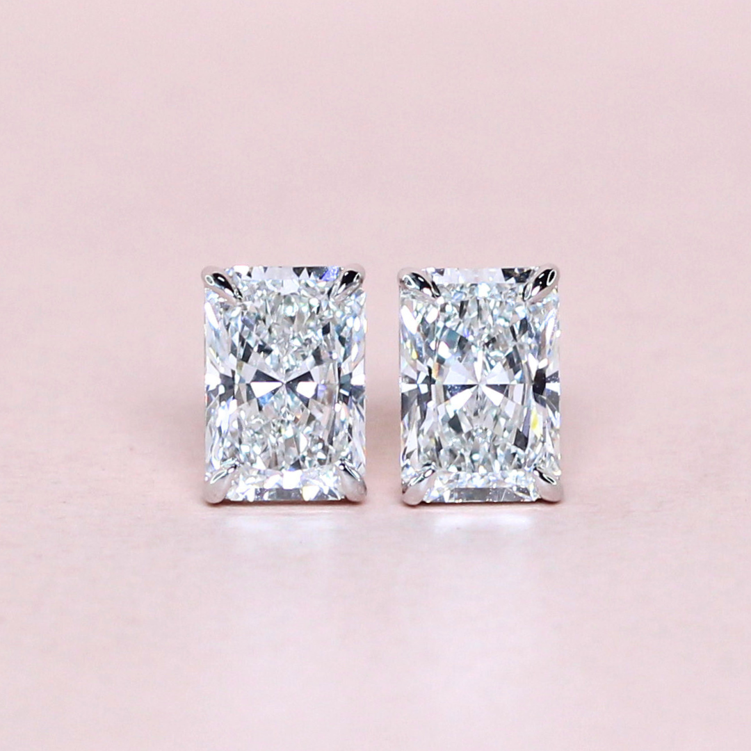 6.10cts Radiant cut Lab-grown Stud earrings