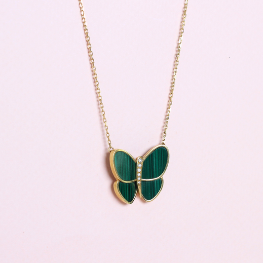 Green Malachite Butterfly Necklace