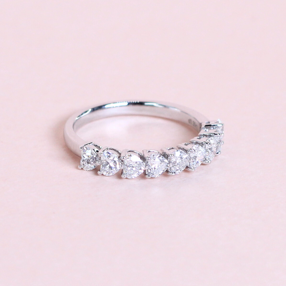 9-stone Heart Half eternity ring