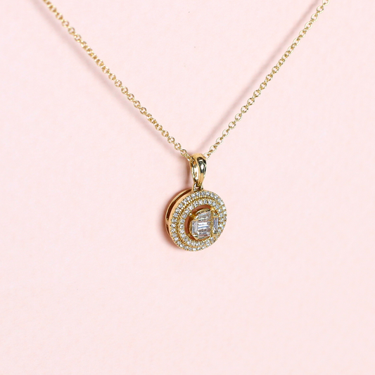 .18cts illusion necklace with double halo