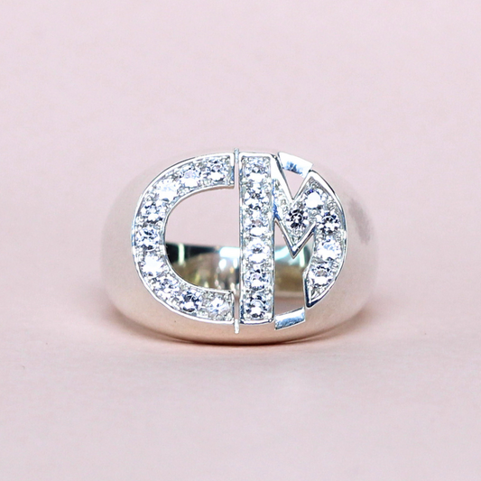 Initials diamond statement ring