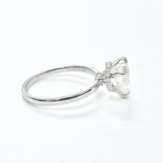 2.15cts Heart cut Solitaire Lab grown Ring with Hidden Halo