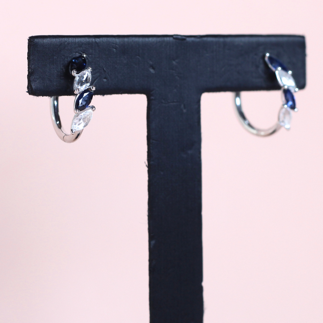 .91cts Marquise cut Sapphire and Diamond Huggie earrings