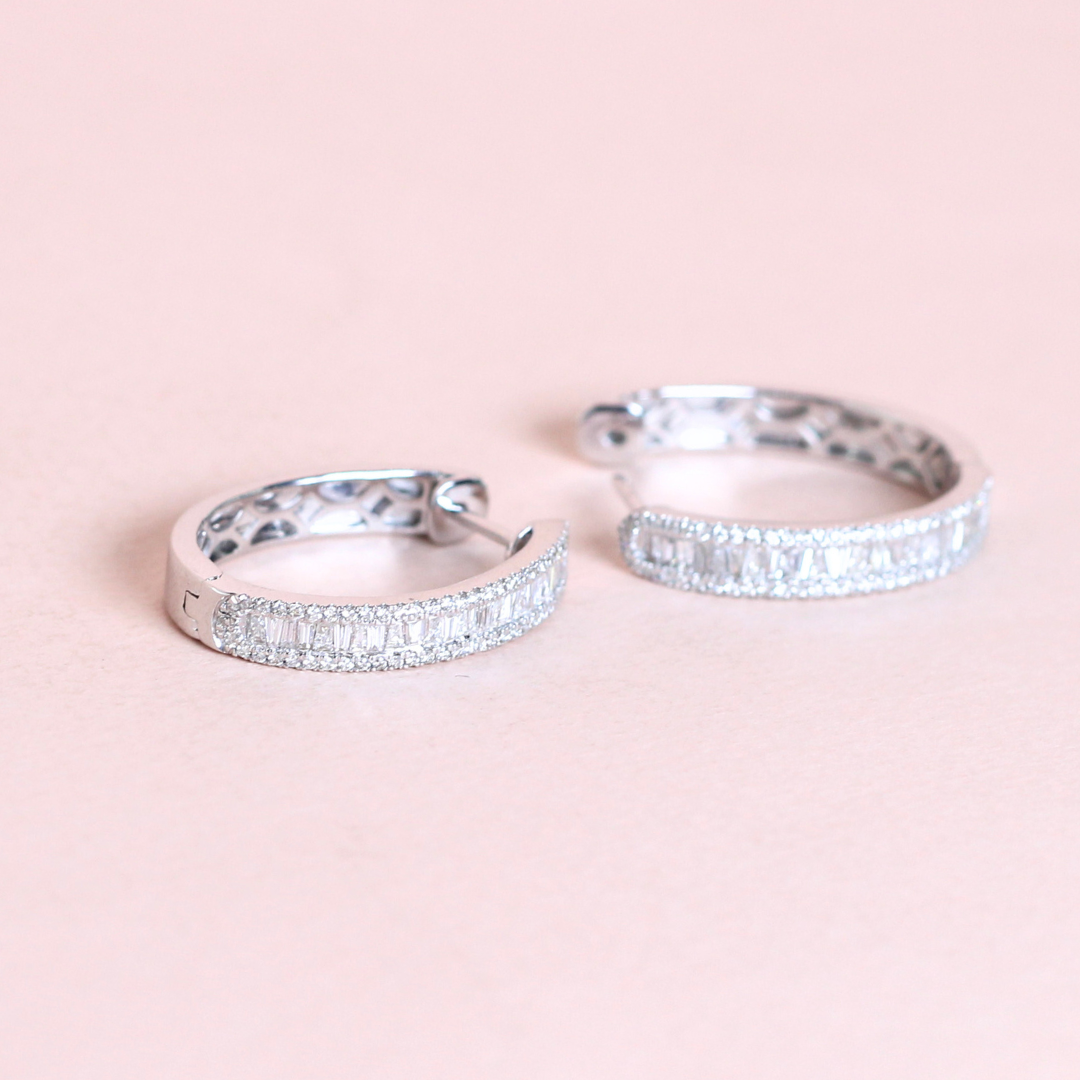 1.03cts Baguette Hoop earrings