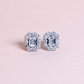 1.72cts Emerald cut Lab-grown Stud earrings with detachable halo