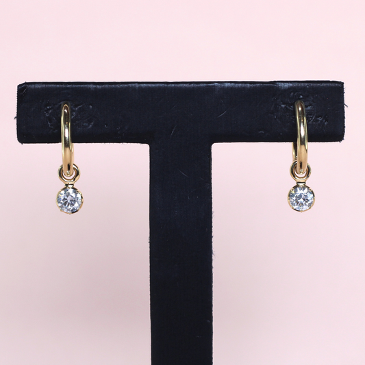 1cts Round cut Lab-grown Dangling huggie earrings