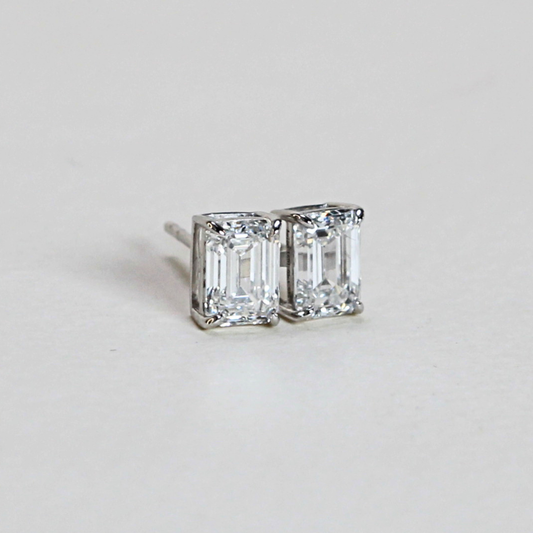 2.03cts Emerald cut Lab-grown Solitaire earrings