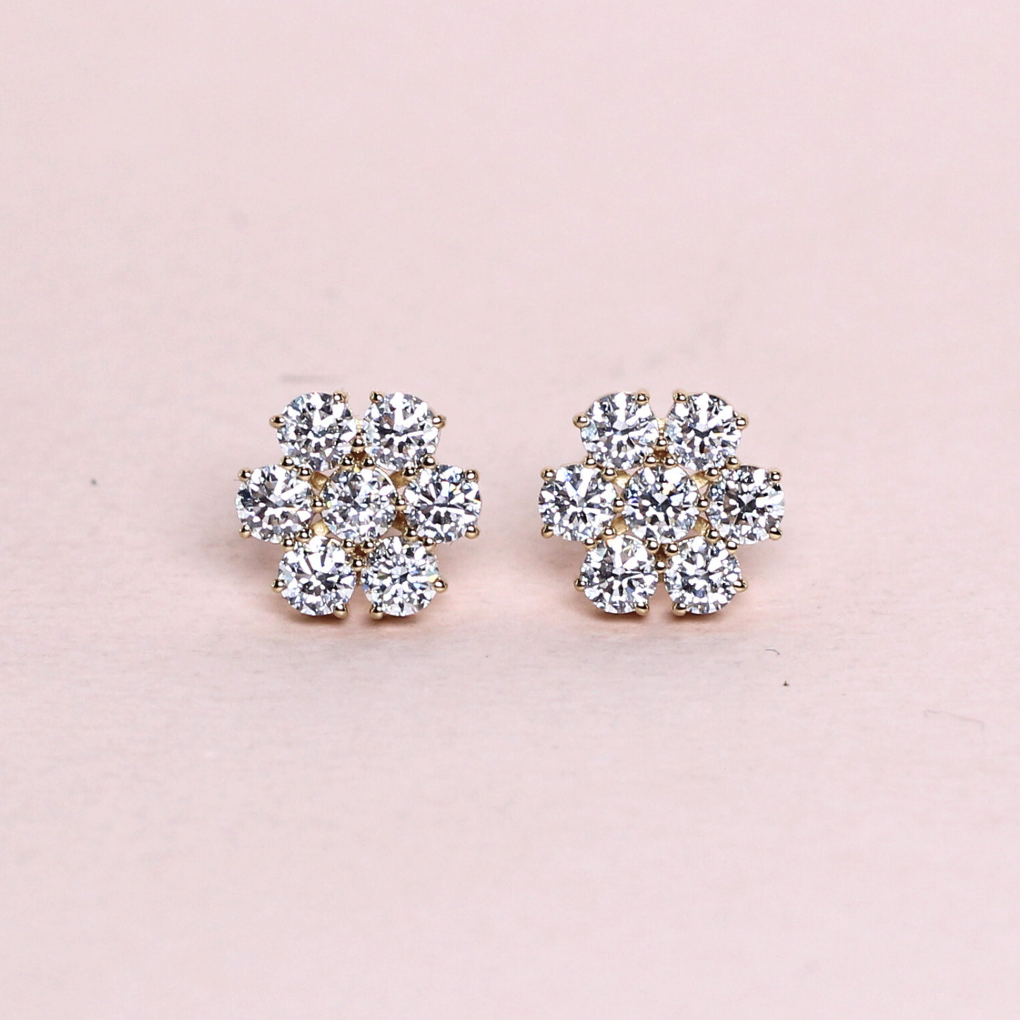 2.21cts Round cut Lab-grown Flower earrings