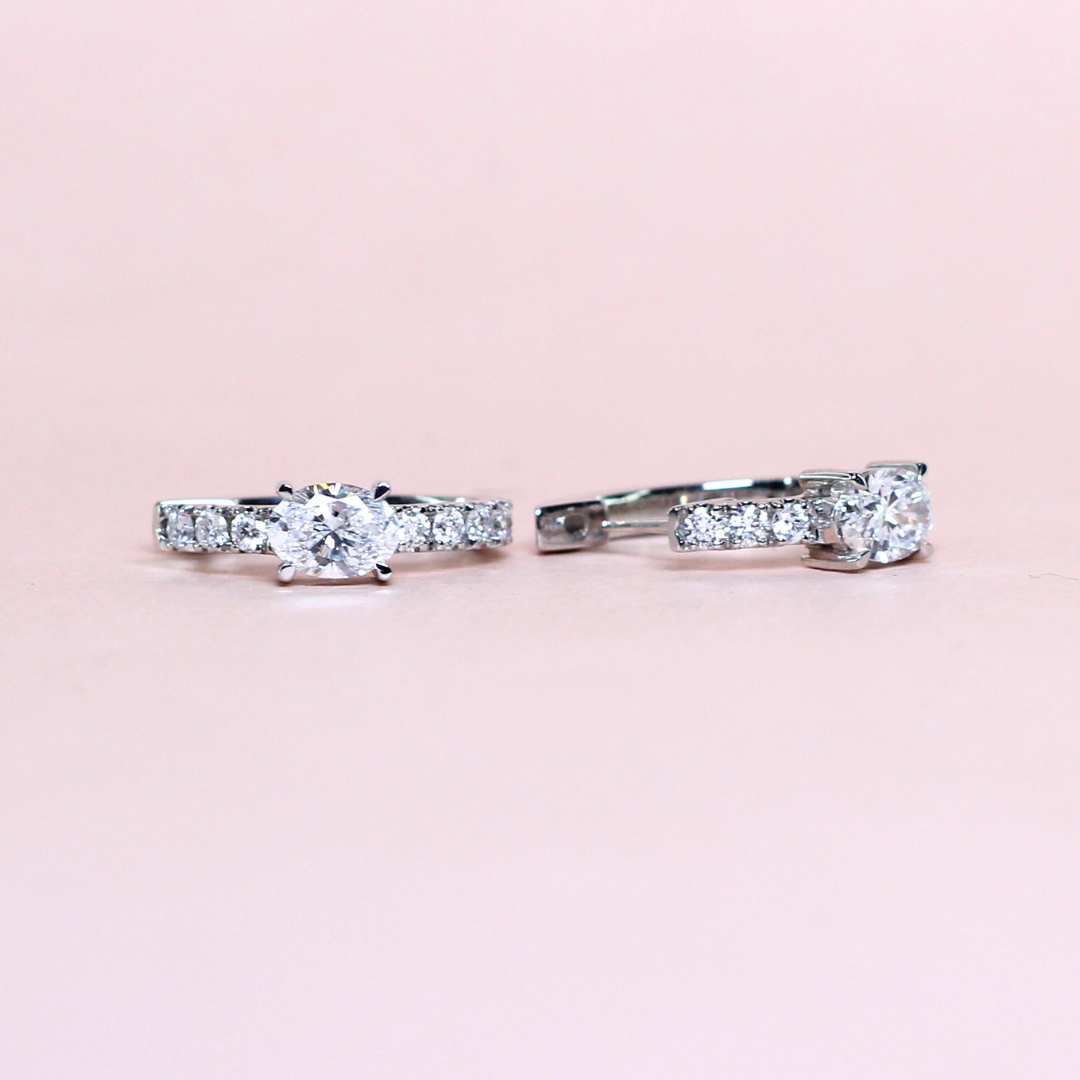 2.24cts Oval cut Lab-grown pavé Huggie earrings