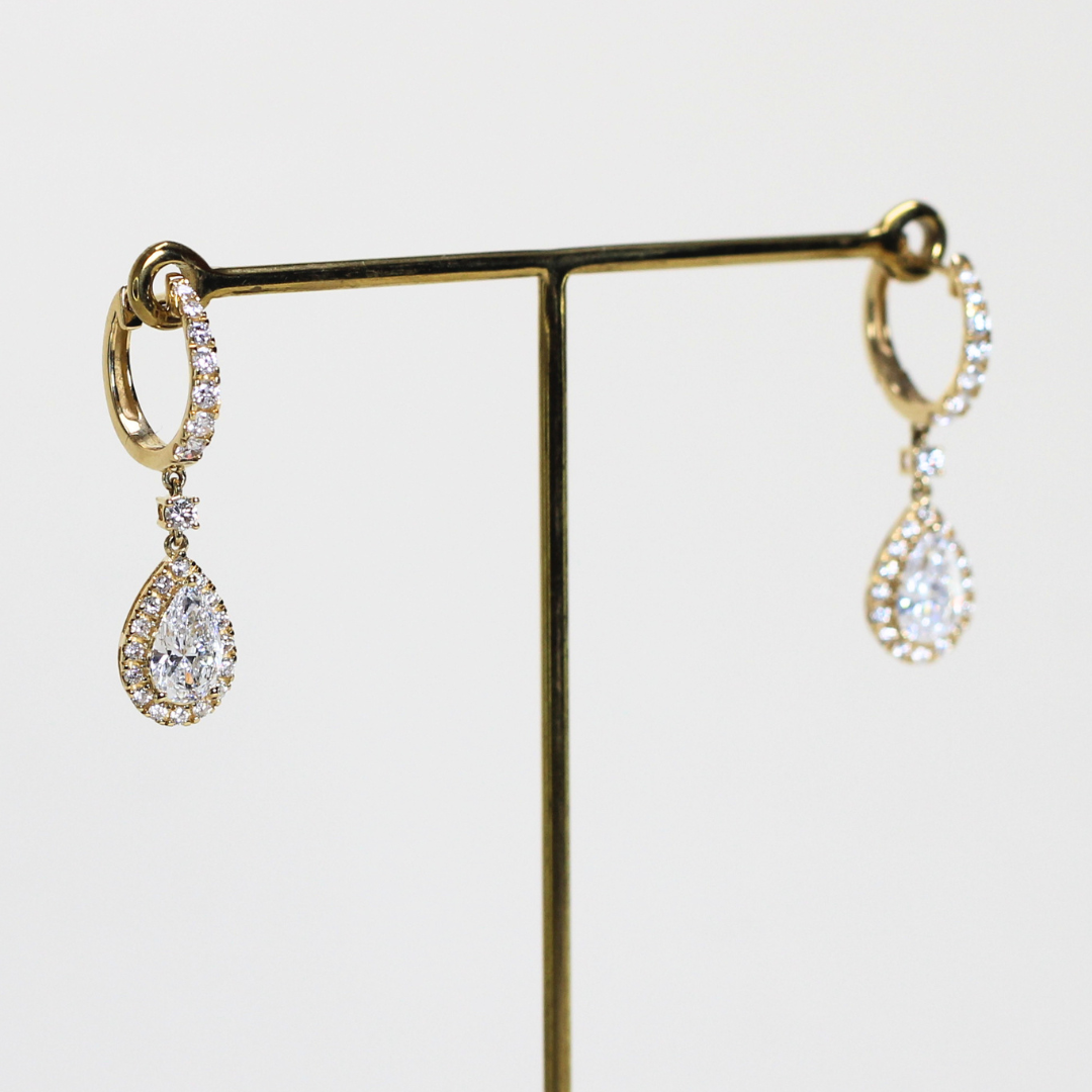 2.30cts Pear shape lab-grown dangling earrings