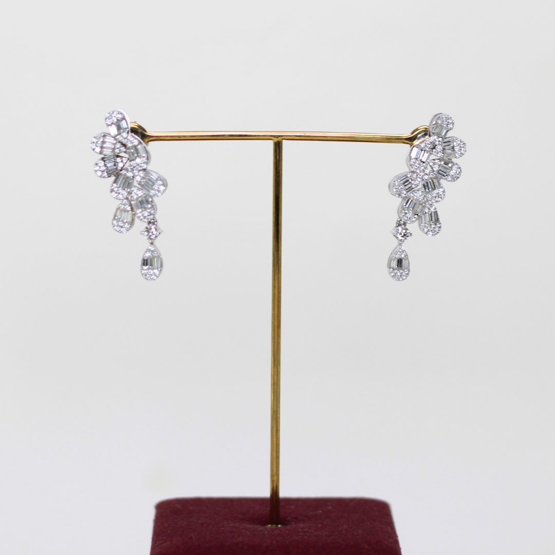 2.36cts Pear Illusion Crawler earrings