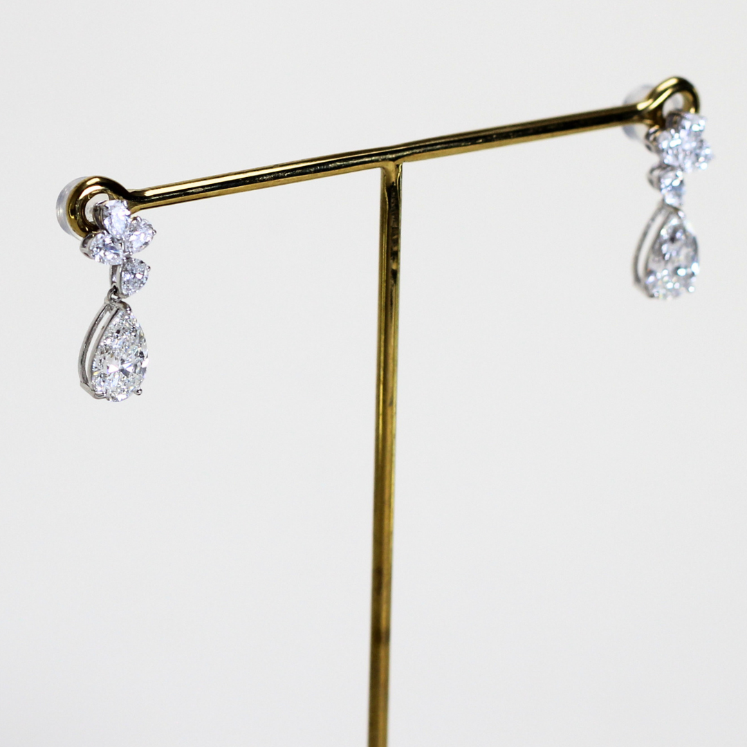 2.70cts Pear lab-grown dangling earrings