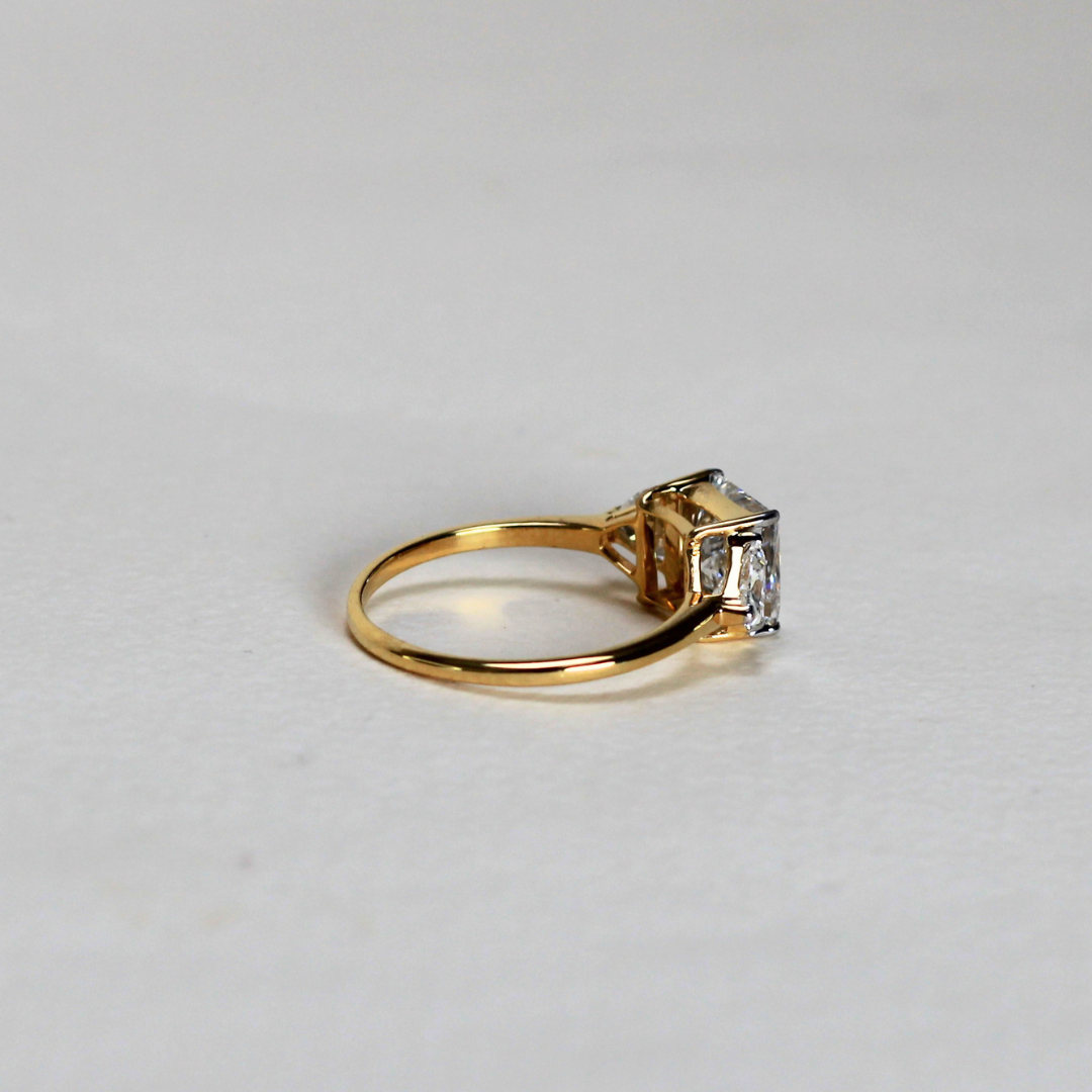 2.99cts Princess cut Lab-grown trilogy ring