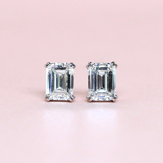 2.03cts Emerald cut stud earrings