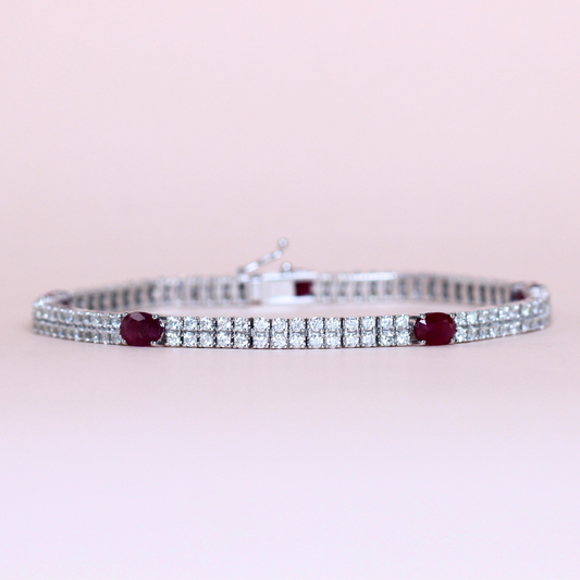 Ruby and diamond tennis bracelet