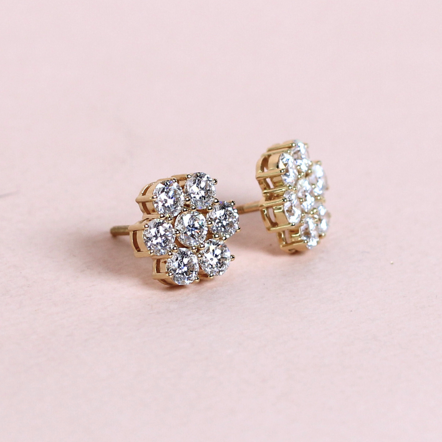 2.21cts Round cut Lab-grown Flower earrings