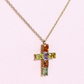 1.60cts Multi-colored sapphire Cross necklace