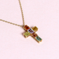 1.60cts Multi-colored sapphire Cross necklace