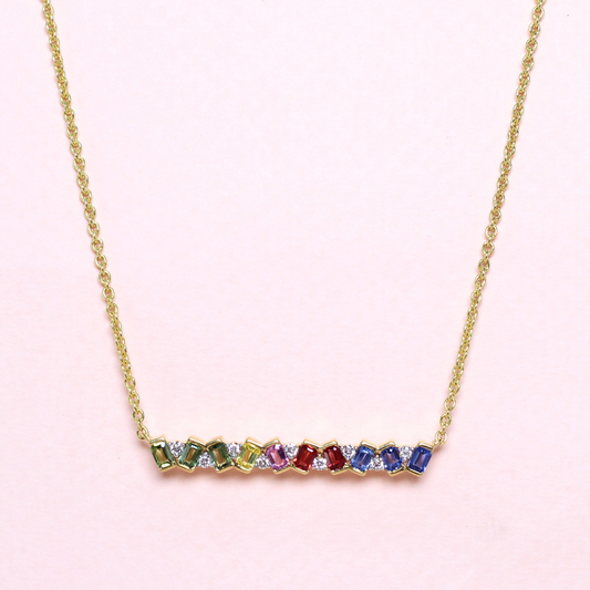 1.07cts Multicolored Sapphire Bar necklace