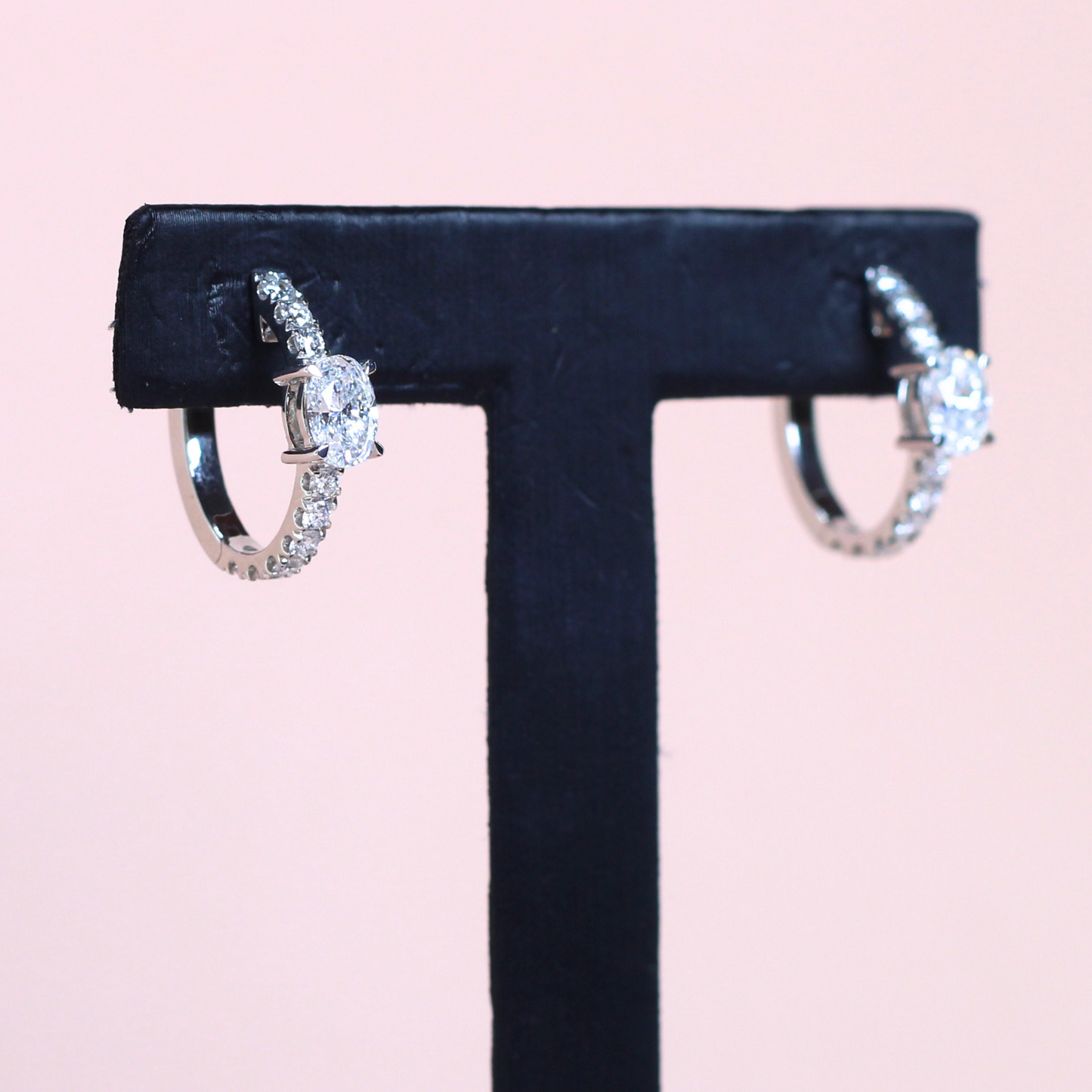 2.24cts Oval cut Lab-grown pavé Huggie earrings