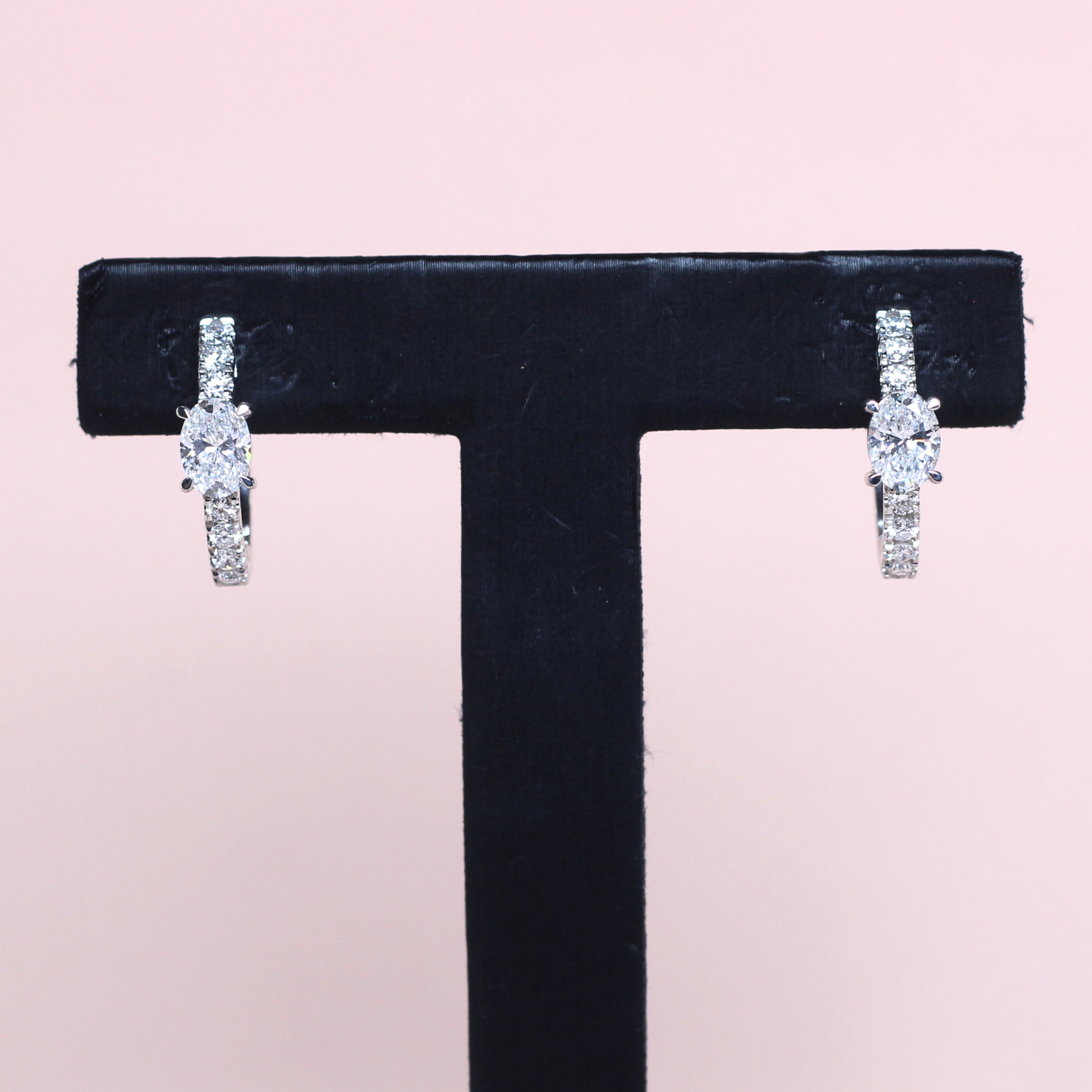 2.24cts Oval cut Lab-grown pavé Huggie earrings