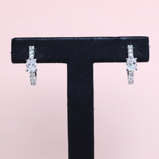 2.24cts Oval cut Lab-grown pavé Huggie earrings