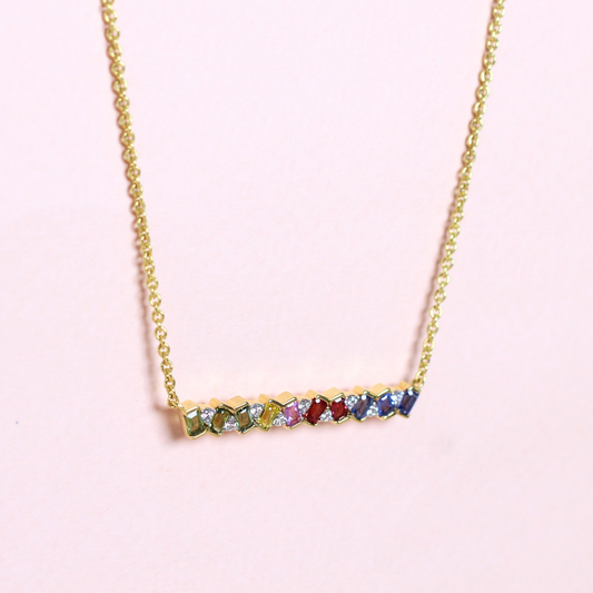 1.07cts Multicolored Sapphire Bar necklace