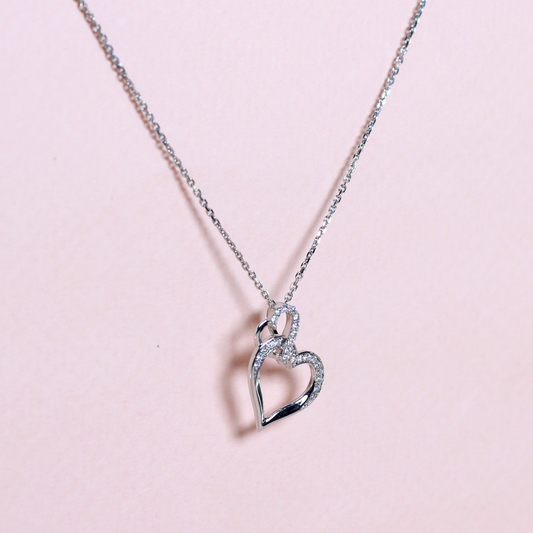 .16cts Round cut Lab-grown Double Heart necklace