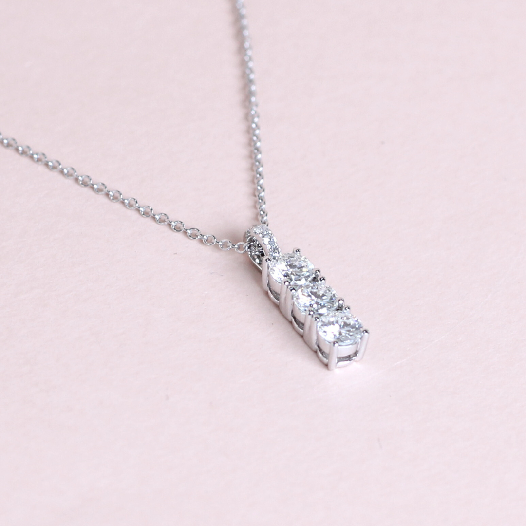 Tri-stone diamond necklace