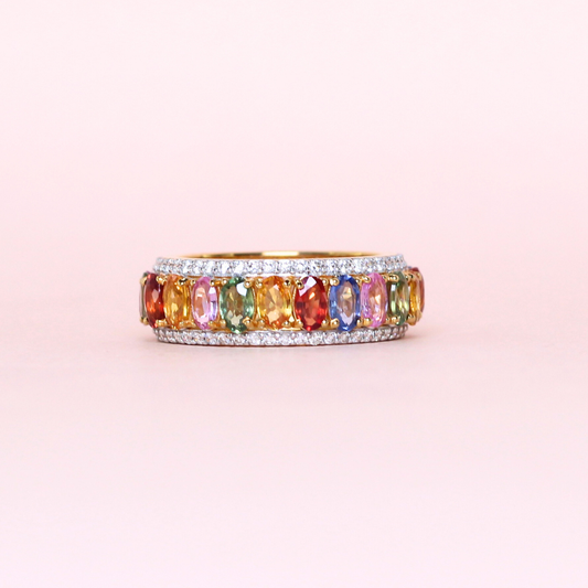 6.85cts Multicolored Sapphire Full Eternity ring