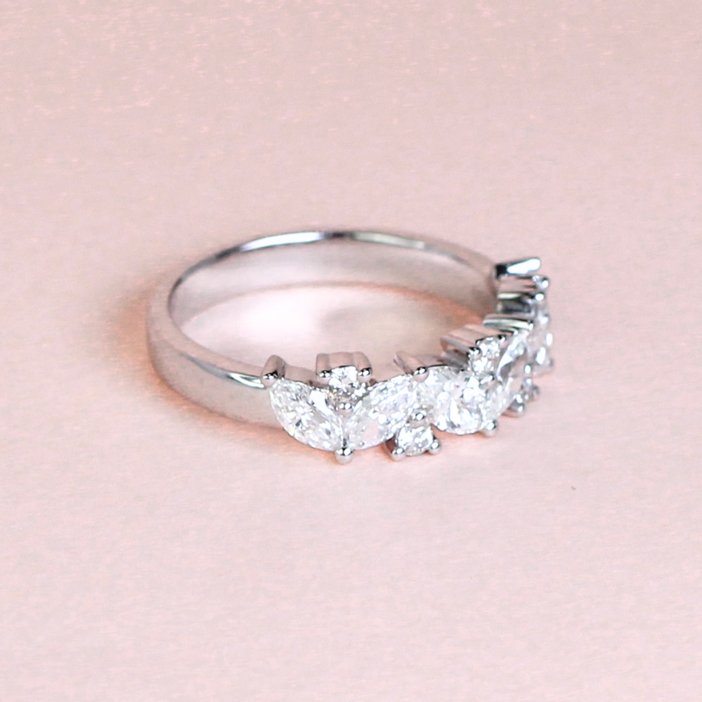 1.01cts 1/4 Eternity Marquise and Round ring