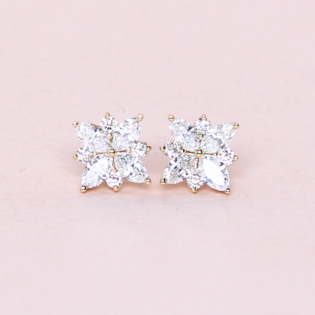 1cts Flower Stud earrings
