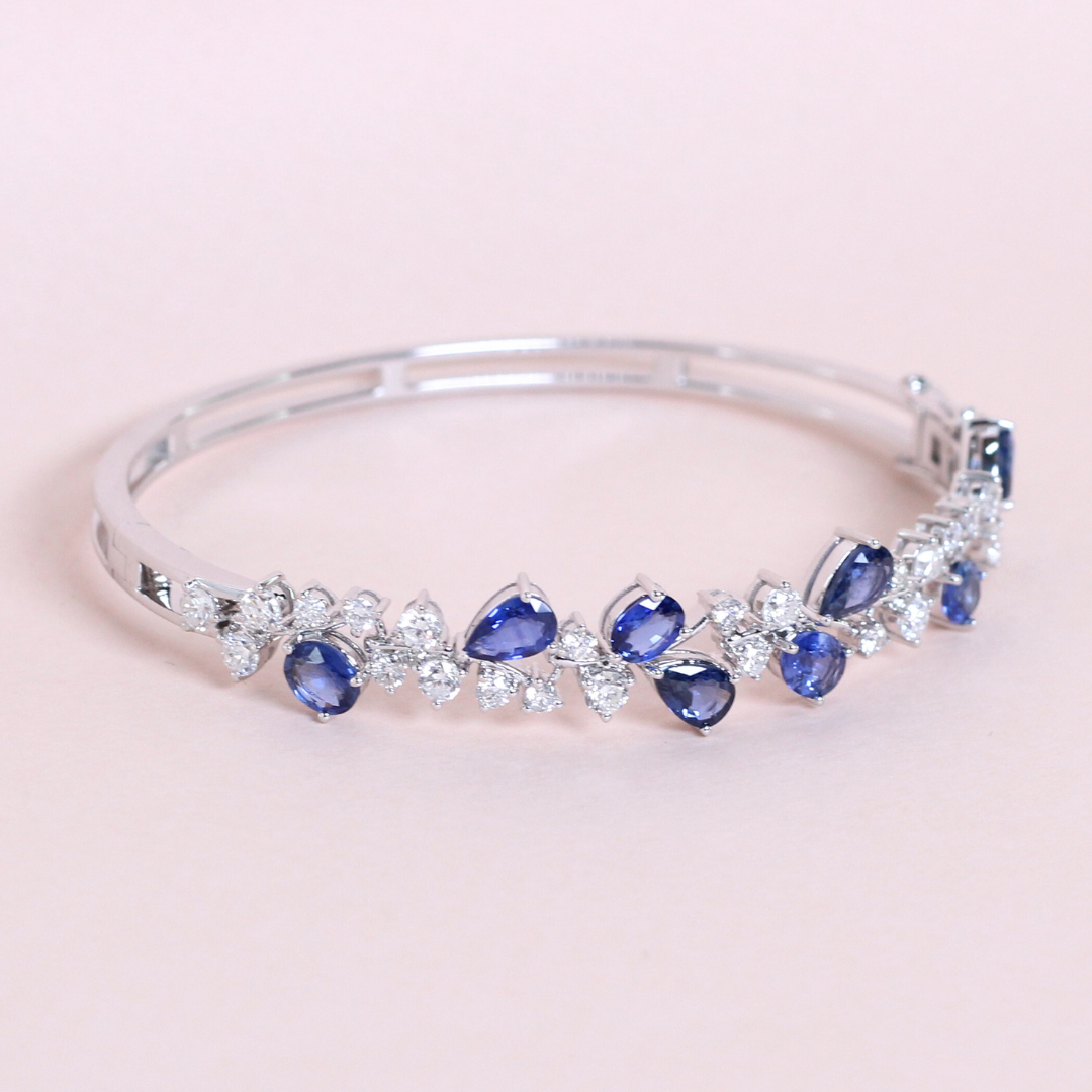 Sapphire and diamond cluster bangle