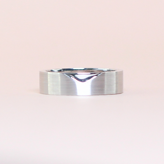 V shaped Brushed satin male wedding ring