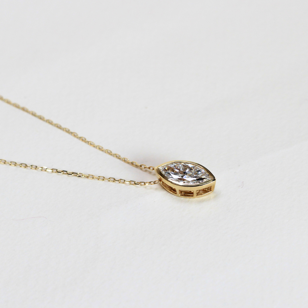 2ct Marquise cut Lab-grown Solitaire necklace