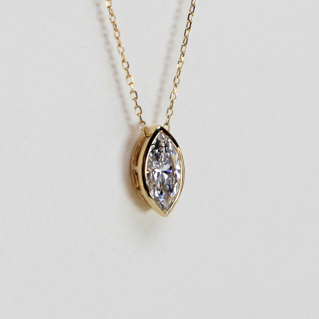 2ct Marquise cut Lab-grown Solitaire necklace