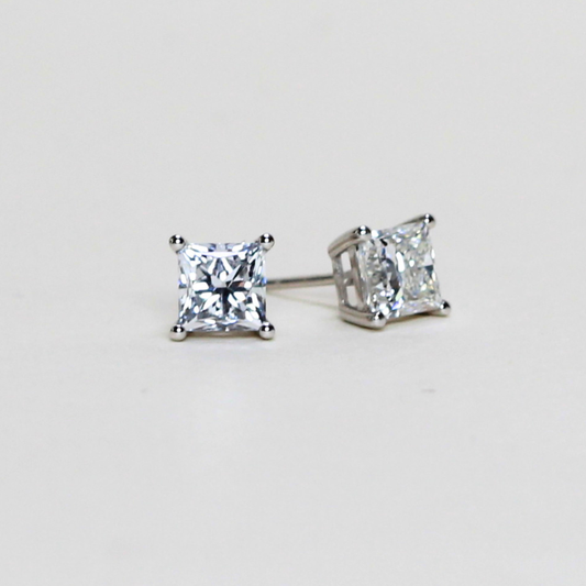 2cts Princess cut Solitaire Lab-grown earrings