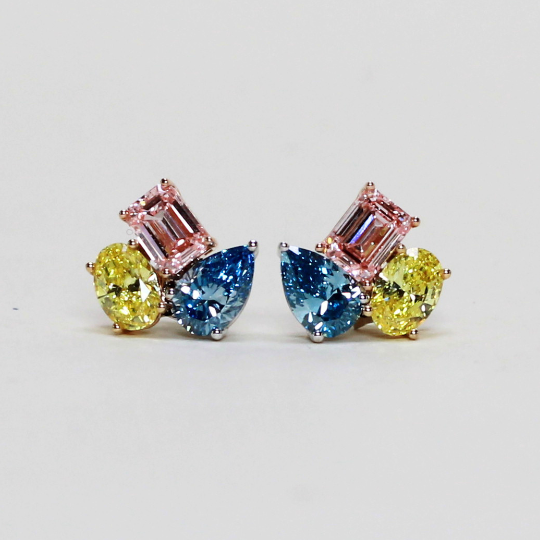 3.25cts Multishape colored stones earrings