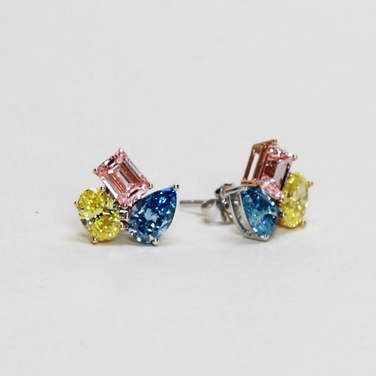 3.25cts Multishape colored stones earrings