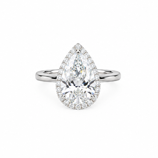 3.52cts Pear cut lab-grown lab-grown ring with halo