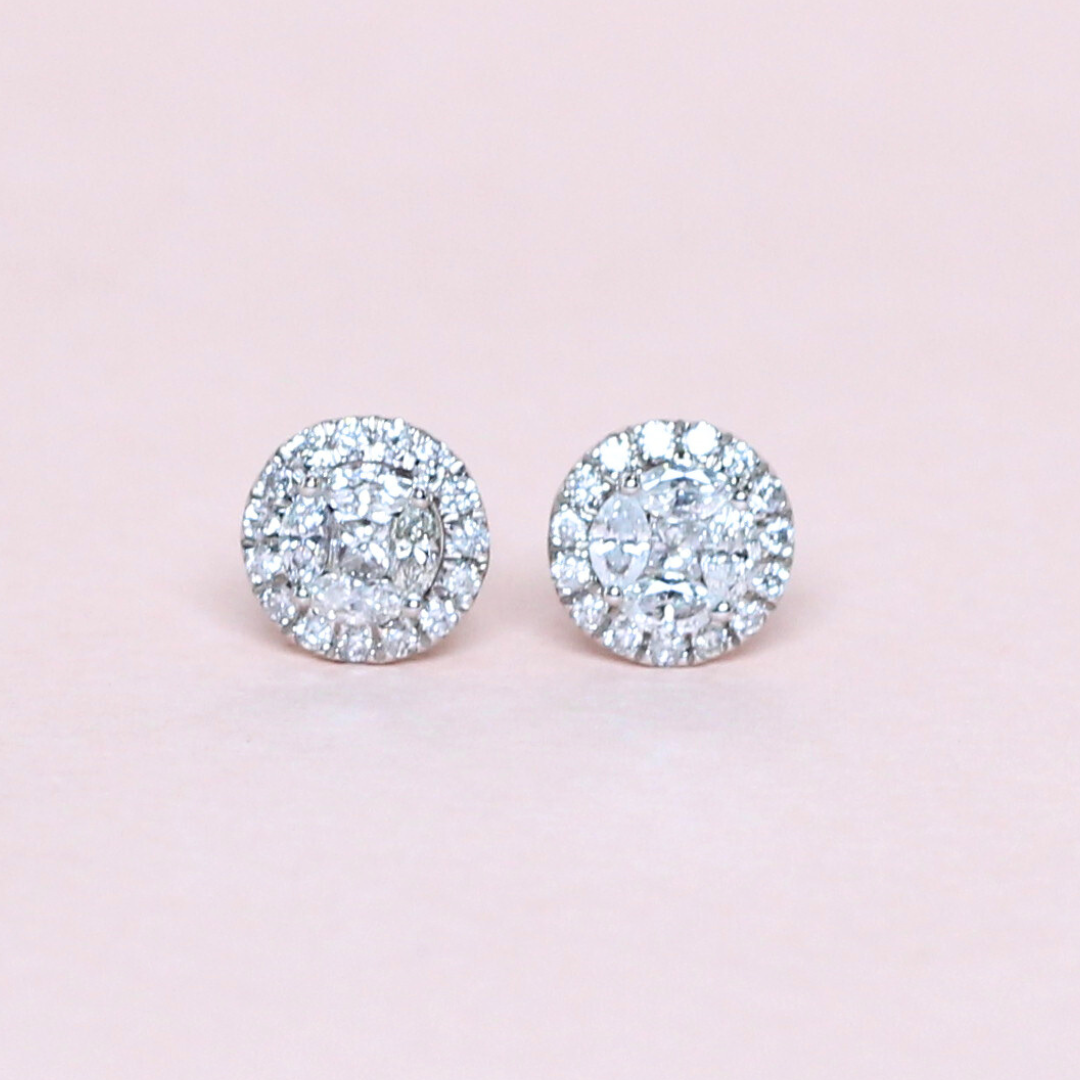 Round illusion stud earrings