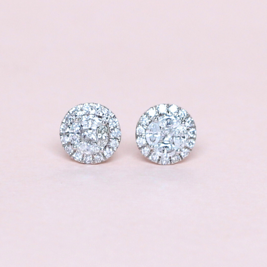 Round illusion stud earrings