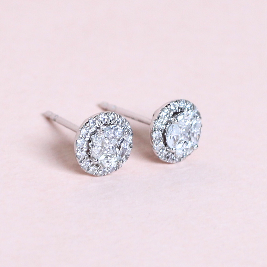 Round illusion stud earrings