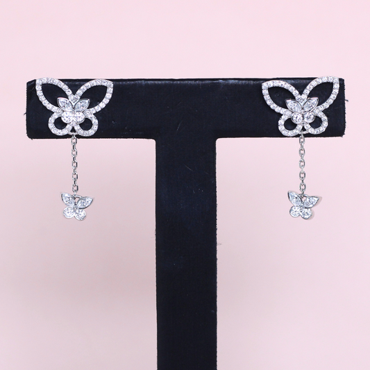 1.27cts Lab-grown Butterfly Dangling earrings