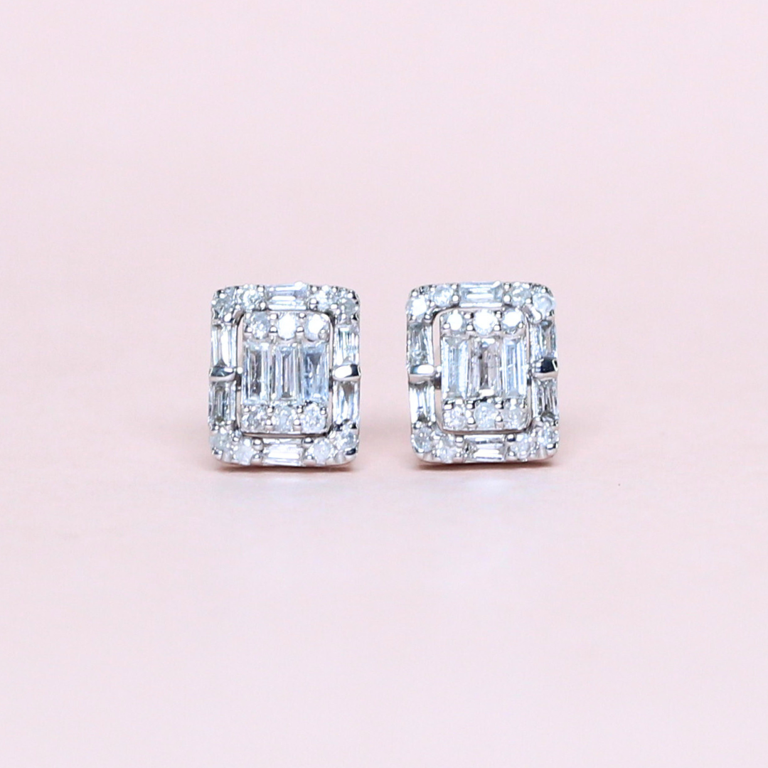 .50cts Two-way Emerald illusion stud earrings