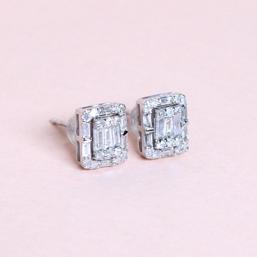 .50cts Two-way Emerald illusion stud earrings