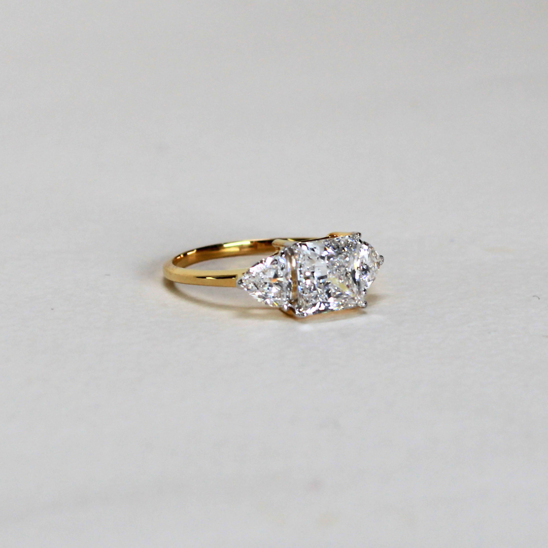 2.99cts Princess cut Lab-grown trilogy ring
