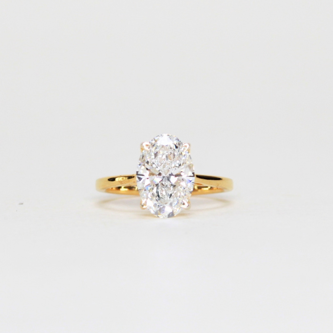 3cts Oval Lab-grown Solitaire ring petal prong